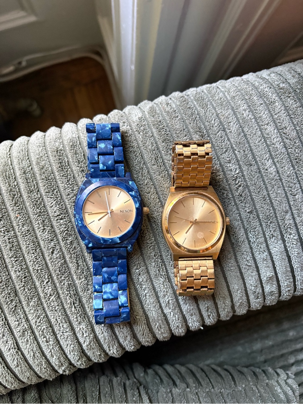 Nixon Blue Marble Resin and Gold-Tone Watch Set